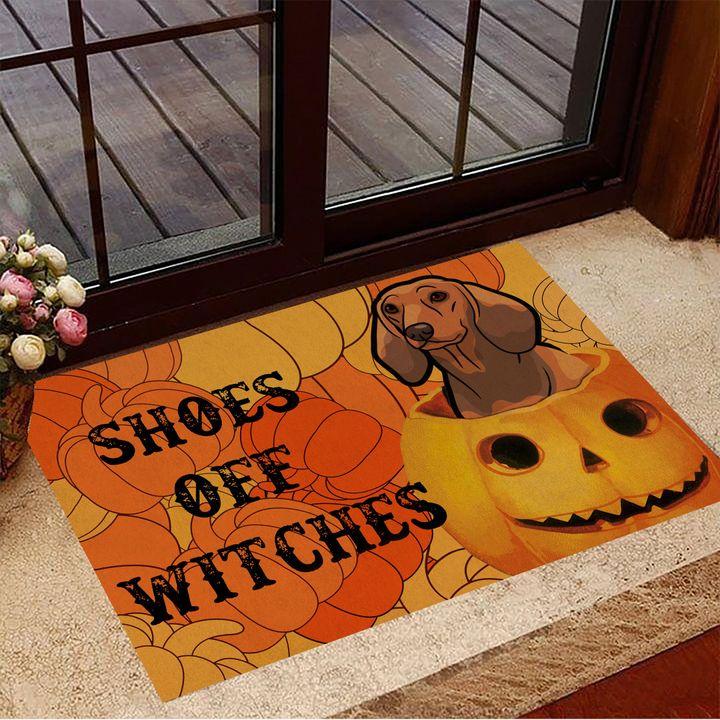 Dachshunds Shoes Off Witches Halloween Doormat | Best Outdoor Halloween Decoration