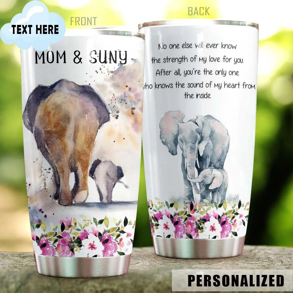 58KKANM-FAMILY PERSONALIZED TUMBLER ELEPHANT LOVE SPIRIT