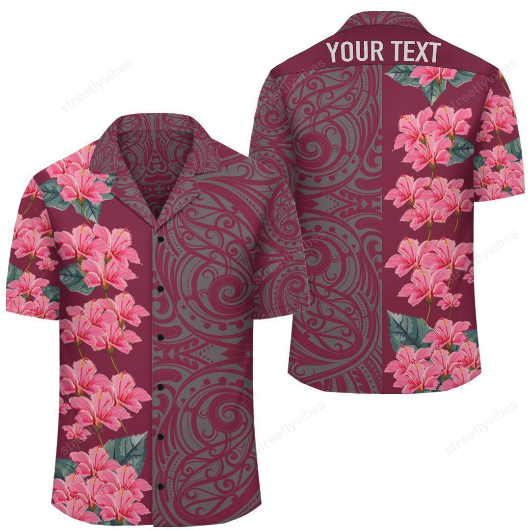 Hibiscus Flowers Polynesian Pink Curtis Style Hawaiian Shirt Ha108122