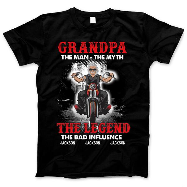 Biker Granpda The Man The Myth The Legend Cool Father’s Day Gift Custom Design & Name Personalized T-shirt