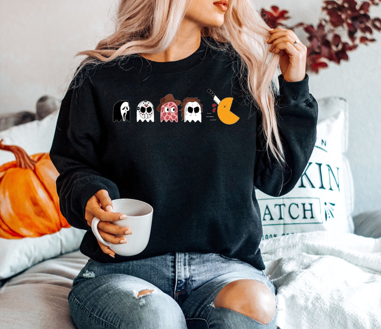 Halloween Sweatshirt Vintage, 2D Crewneck Sweatshirt All Over Print Sweatshirt For Women Sweatshirt For Men