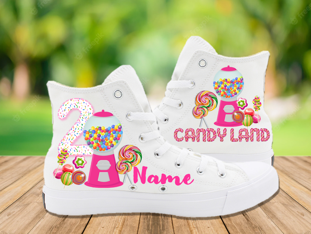 Candy Land Candyland Birthday Party Personalized High Tops Sneaker Shoes – Cl0030