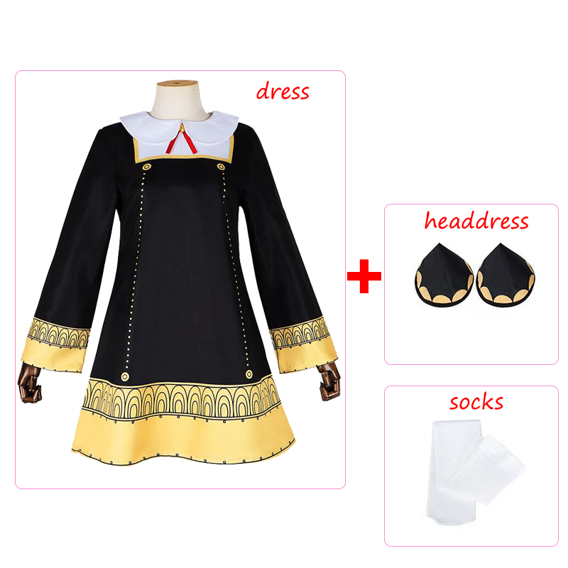 Anya Forger Cosplay Anime Spy Family Anya Forger Cosplay Costume Black Dress Uniform Cute Girls Pink Wig Adults Kids alx