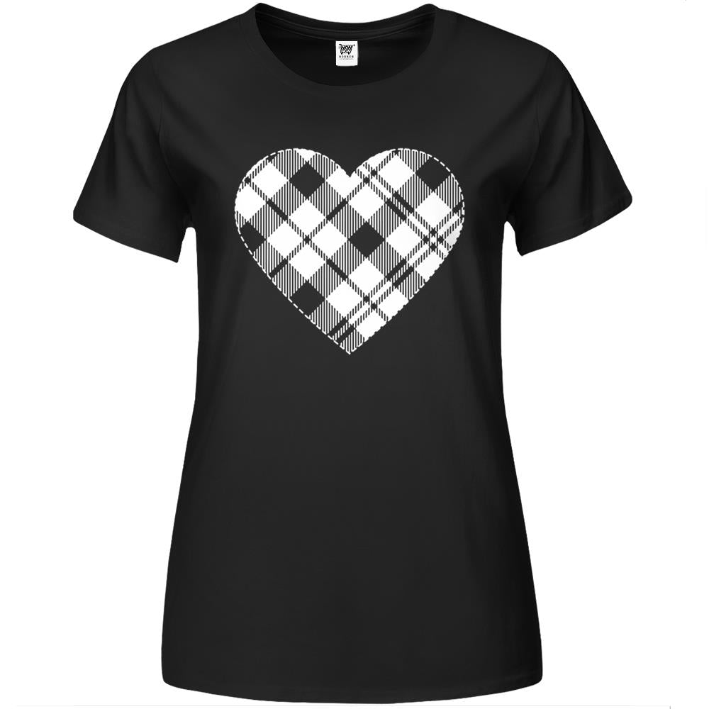 Big Plaid White Heart Valentine’S Day Premium Womens T Shirts