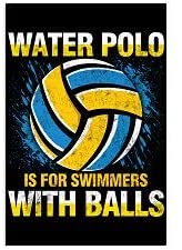 Vintage Water Polo Swimmers With Balls Poster Art Print      Home Decor Gift For Men Women Family Friend On Birthday Xmas