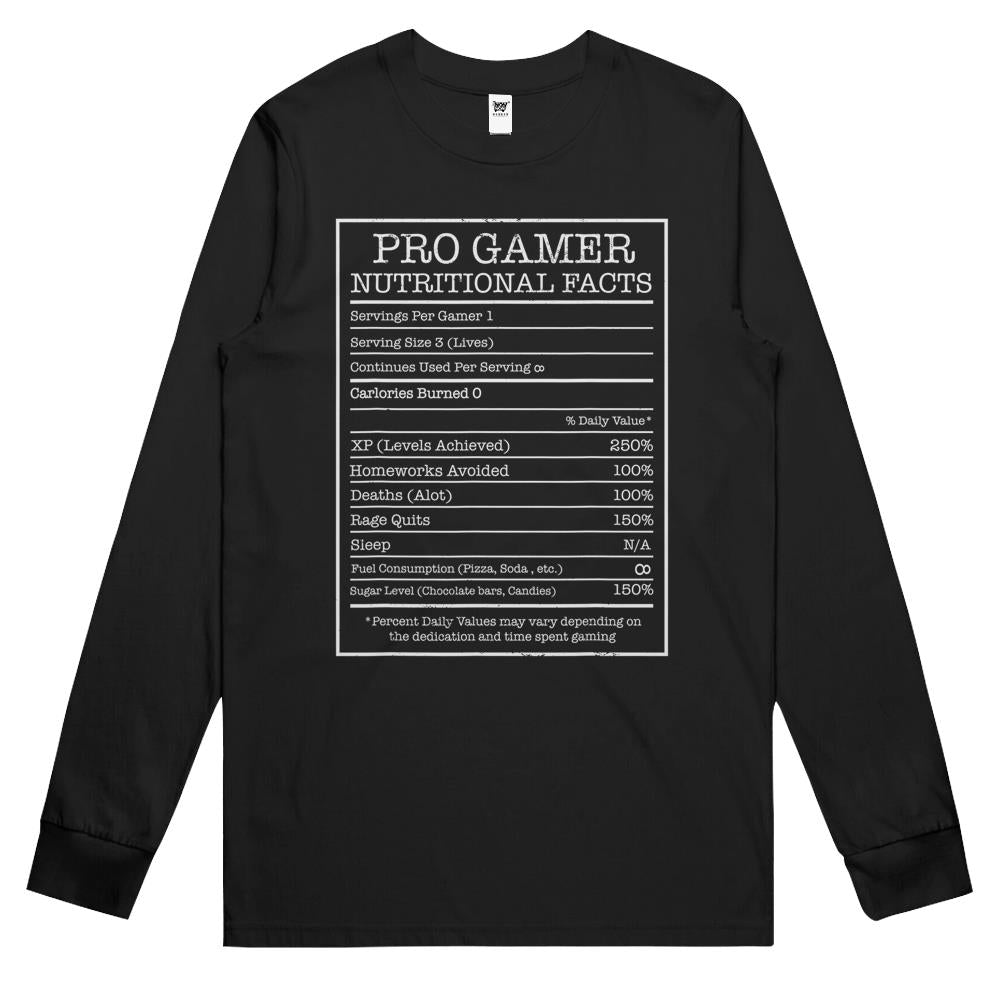 Nutritional Facts Shirt, Gamer Nutrition Facts Shirt, Gamer Nutritional Facts I Gaming I Video Game Gift I Gamer Long Sleeve T Shirts