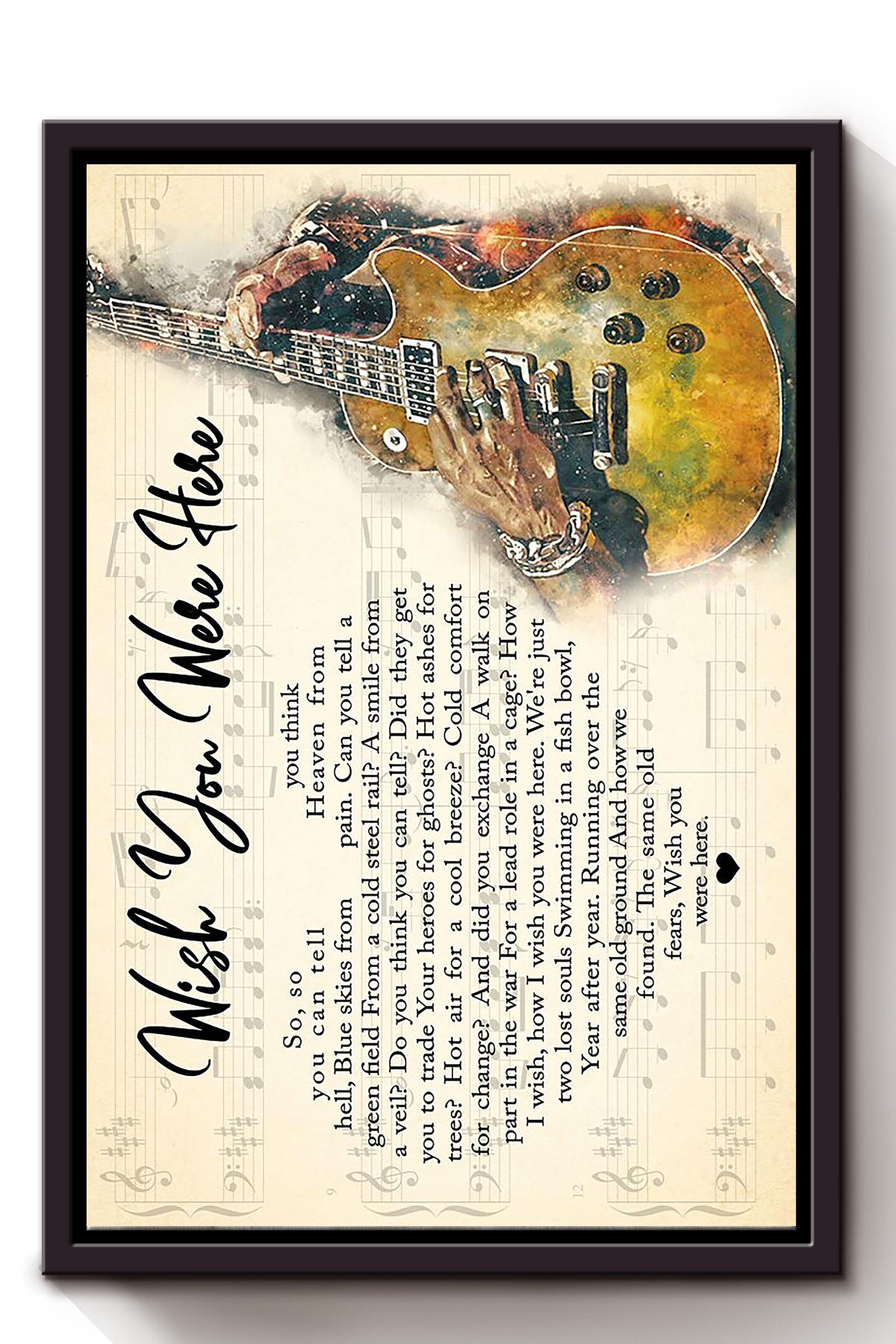 Wish You Were Here Vintage Guitar Wall Art For Arvil Lavigne Fan Home Decor Framed Matte Canvas