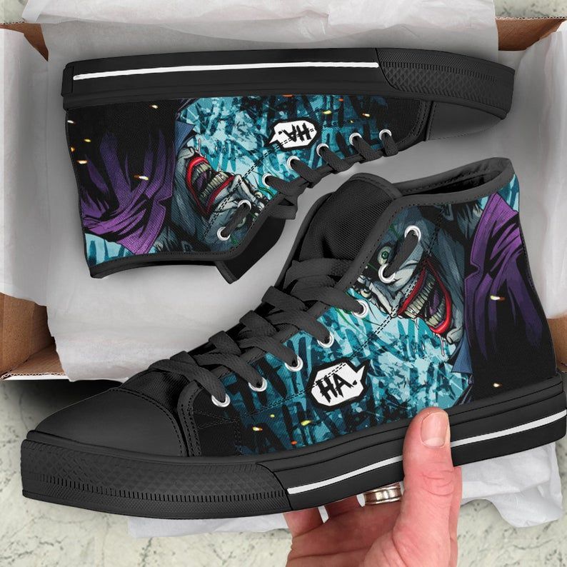 Joker Painted High Top Joker Custom High Top Harley Quinn Print Shoes Joaquin Phoenix Movie Shoes Casual  Black High Top Shoes Joaquin Phoenix
 x Lady Gaga