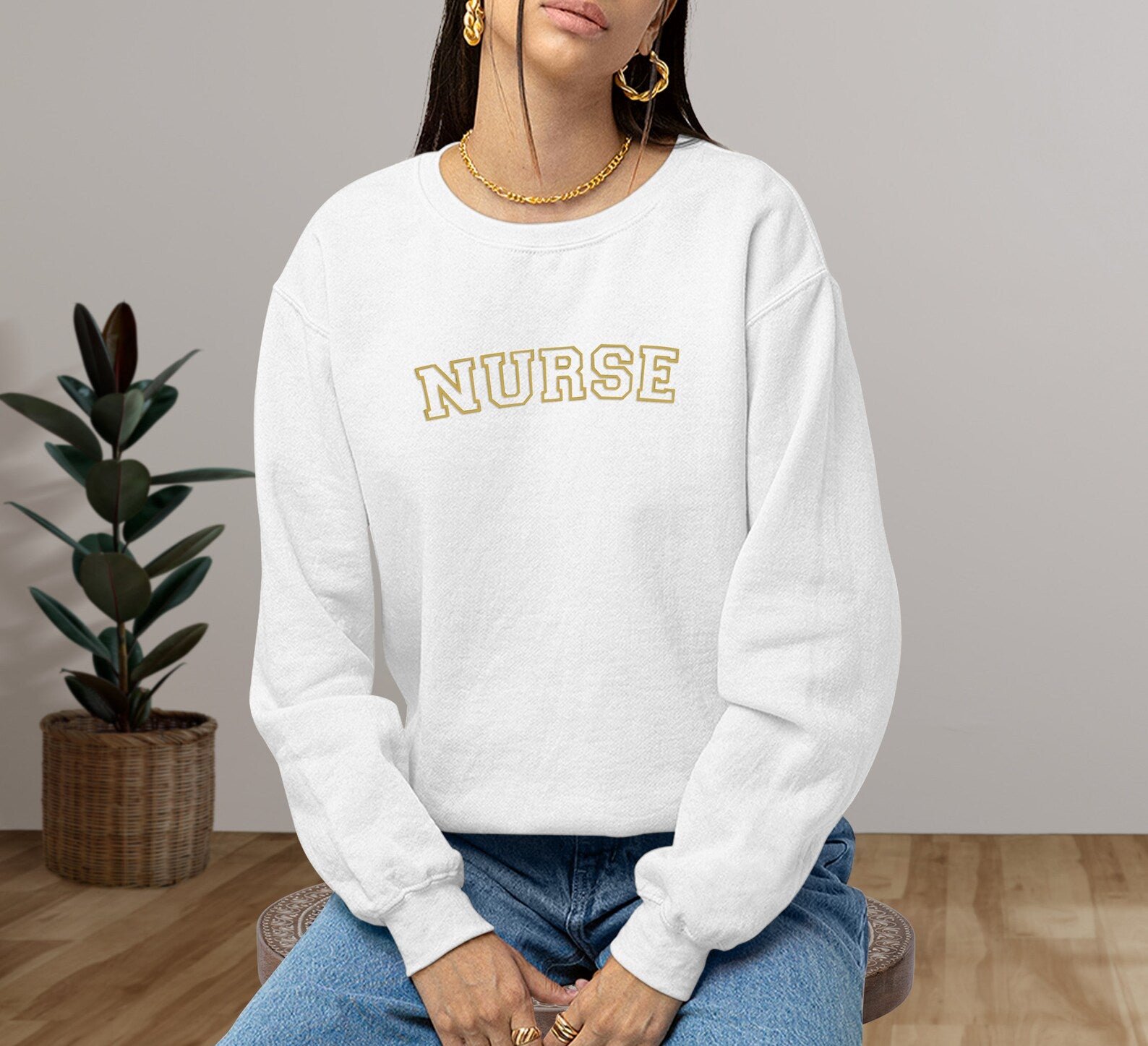 Nurse Embroidered Halloween Sweatshirt 2D Crewneck Sweatshirt All Over Print Sweatshirt For Women Sweatshirt For Men Sws2984