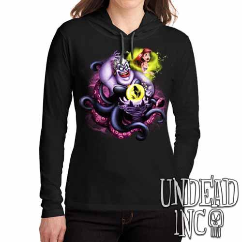 Villains Ursula – Ariel The Little Mermaid – Ladies Long Sleeve Hooded Shirt