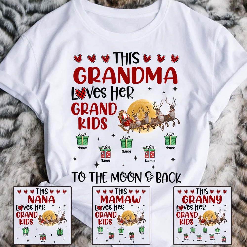 Personalized This Grandma Loves Her Grandkids To The Moon And Back Christmas Shirt Hn98