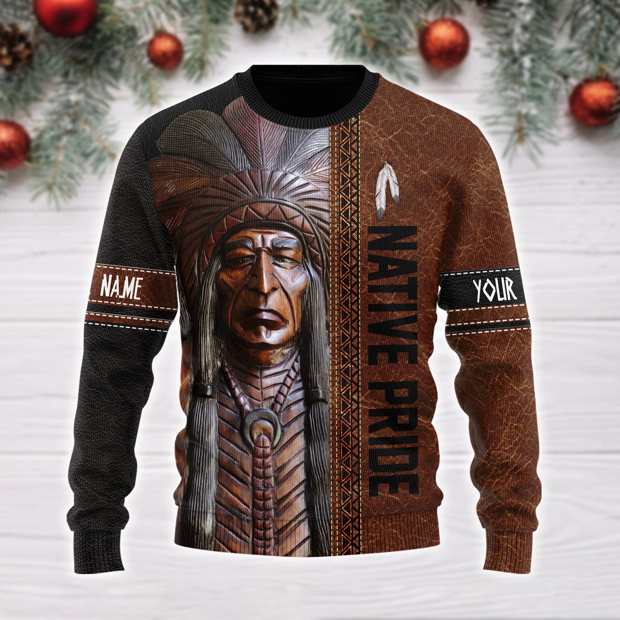 Tmarc Tee Personalized Chief Native Pride Ugly Christmas