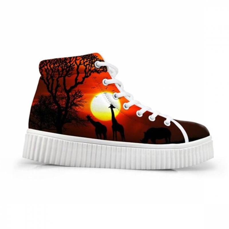 3D Sunset Animal Printed High Top Shoes