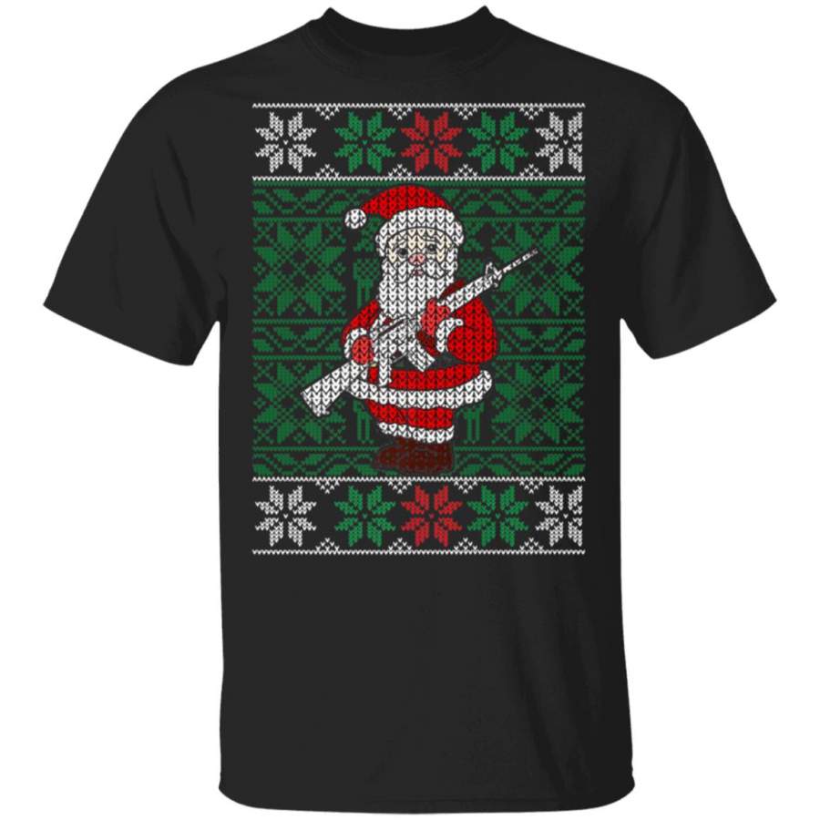 Mens Santa Gun Hunting Ugly Christmas Sweater Hoodie Ls