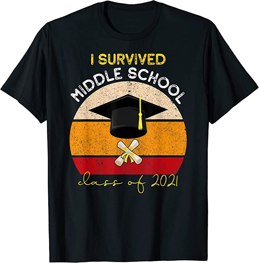 vintage I Survived middle school Class of 2021 graduation T-Shirt