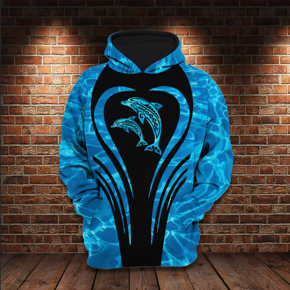 Dolphin Heart All Over Print Dolphin Lover Gifts Us Unisex Size Hoodie