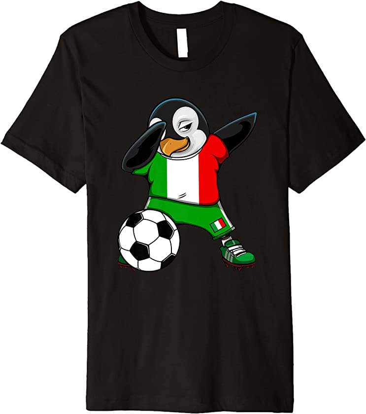 Dabbing Penguin Italy Soccer Fans Jersey Flag Football Lover Premium T-Shirt