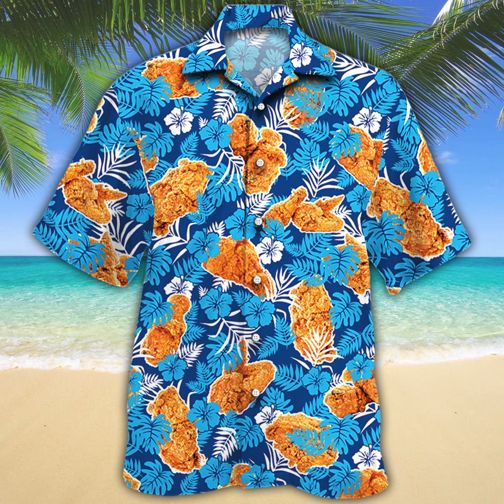 Fried Chicken Lovers Blue Floral Hawaii Shirt Ha40243