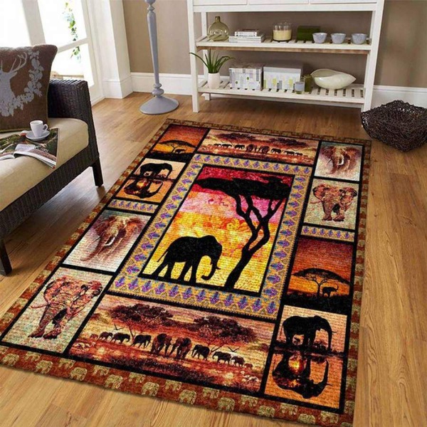 Africa Elephant Rectangle Rug 11