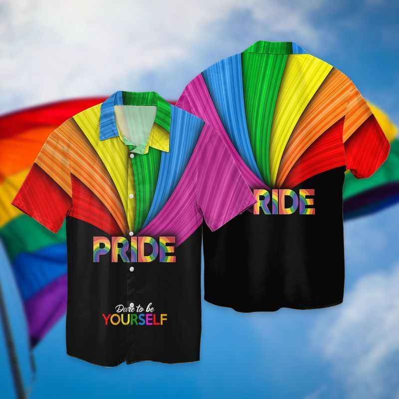 Lgbt Pride Dare To Be Yourself For Men And Women Graphic Print Short Sleeve Hawaii Casual Shirt Ha91746