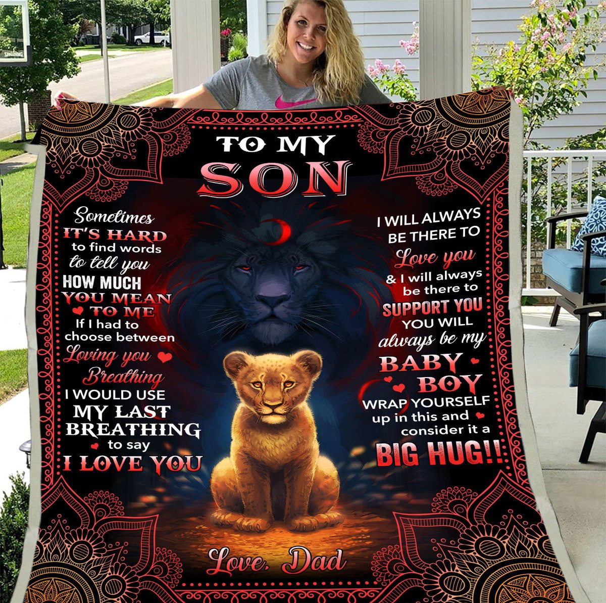 To My Son Blanket, Birthday Gifts, Christmas Gifts For Son, Sometimes It’S Hard Lion Fleece Blanket