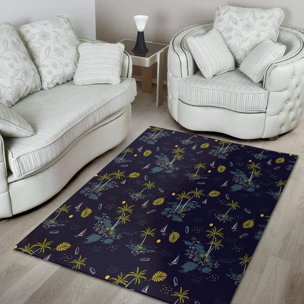 Island Palm Tree Hawaiian Print Area Rug