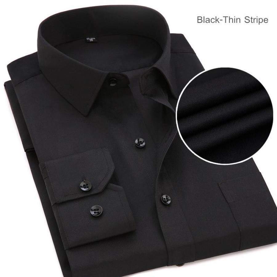 U&SHARK Mens Dress Shirt Long Sleeve Solid Business Cotton Twill Top Formal Simple Basic Design Work Office Shirts High Quality