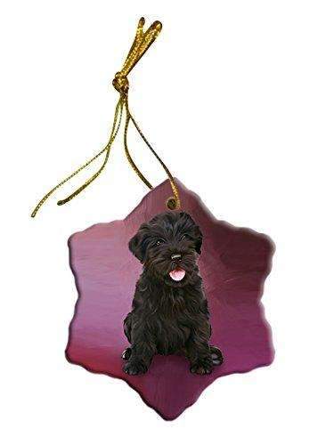 Black Russian Terrier Puppy Dog Christmas Snowflake Ceramic Ornament