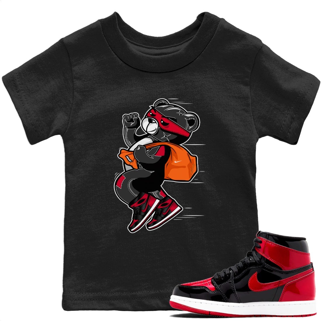 Thief Bear T-Shirt – Air Jordan 1 Bred Patent Baby & Youth