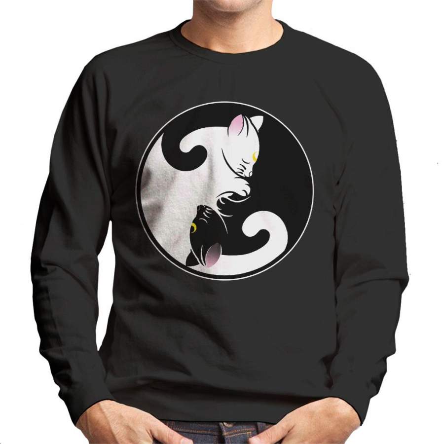 Sailor Moon Luna And Artemis Yin Yang Symbol Men’s Sweatshirt