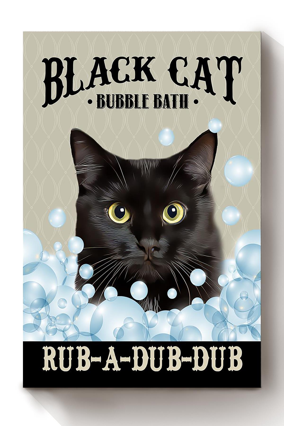 Black Cat Bubble Bath Animal Wall Art Gift For Cat Lover International Cat Day Kitten Foster Bathroom Decor Canvas