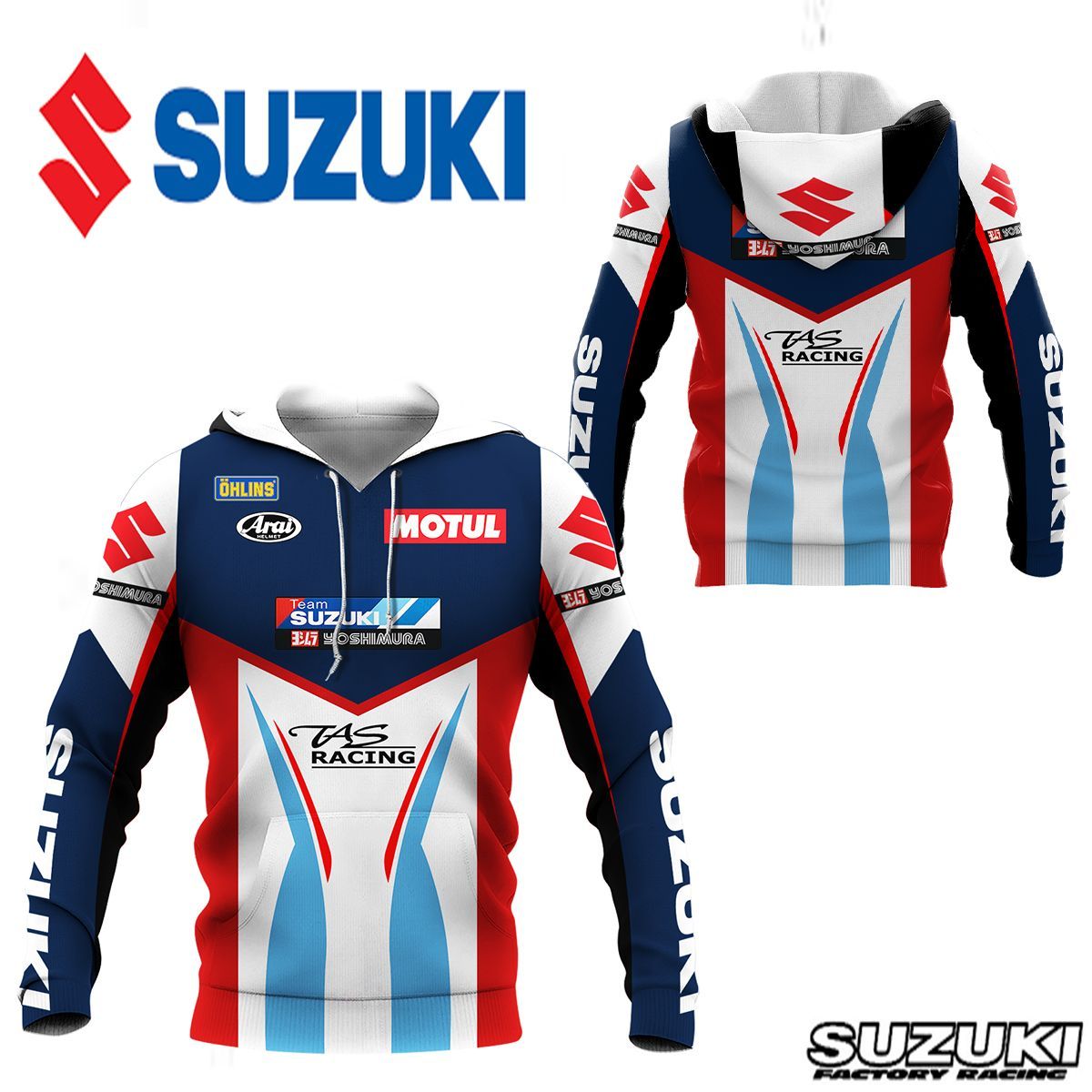 3D All Over Printed Suzuki Racing NTH-HT Shirts Ver 6 (Dark Blue)