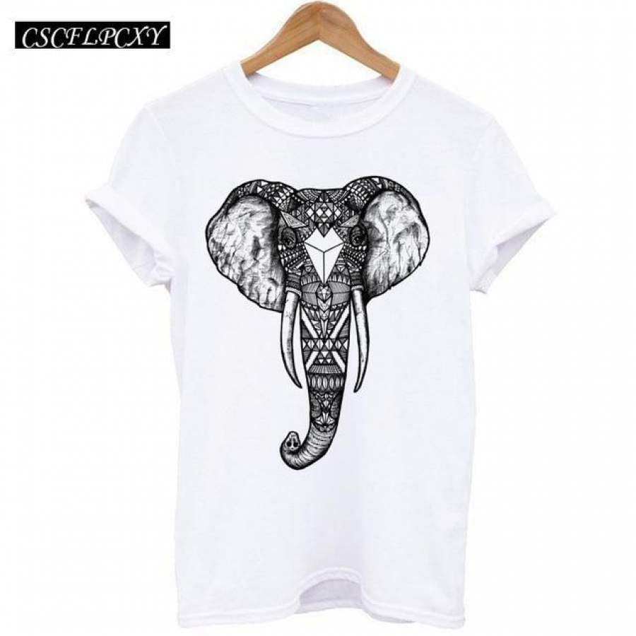 Kawaii Elephant Print Tops Tee Shirt