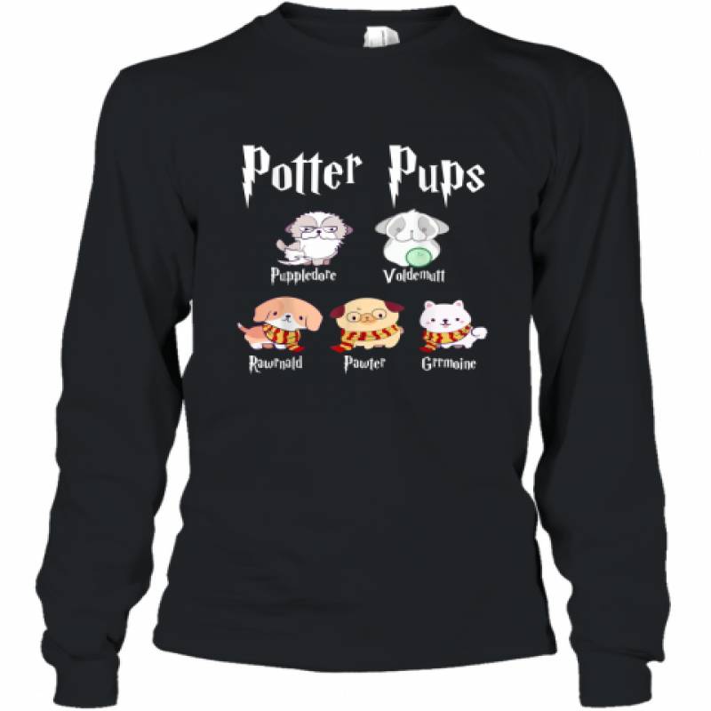 Potter Pups Harry Pawter Cute Puppy Dogs shirt Long Sleeve T-Shirt