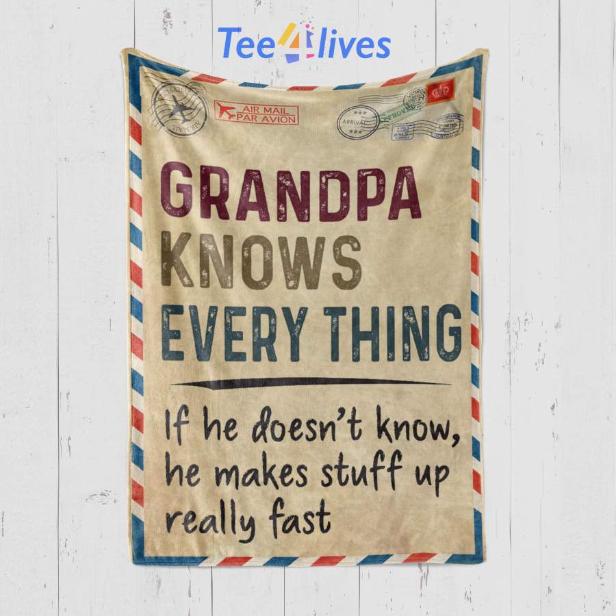 Custom Blanket Letter To My Grandpa Blanket – Gift for Grandpa – Fleece Blanket