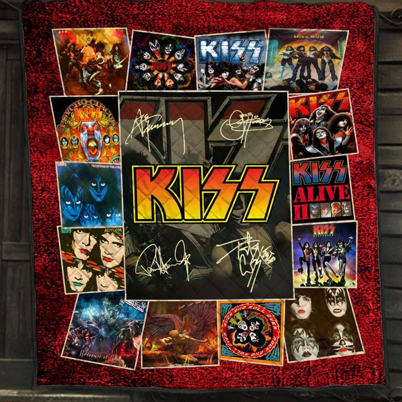 Kiss Rock Band Albums Quilt Blanket, Gift For Kiss Band Fans