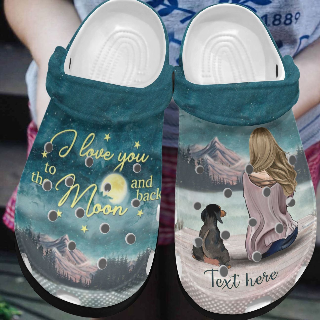 Dachshund Personalize Clog, Custom Name, Text, Fashion Style For Women, Men, Kid, Print 3D Personalized To The Moon And Back