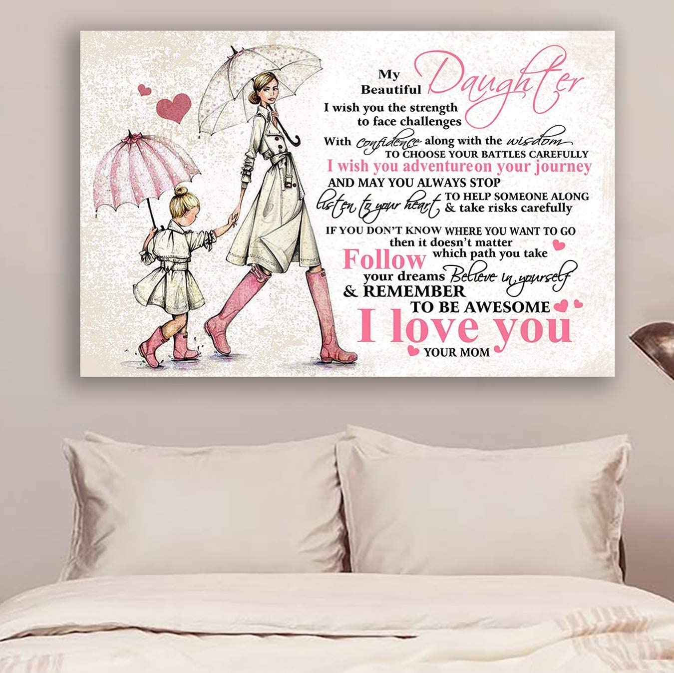 Poster for Room Aesthetic -Command Strips Wall Decor – Hn112 Family Poster – Mom to Daughter – I Wish You The Strength