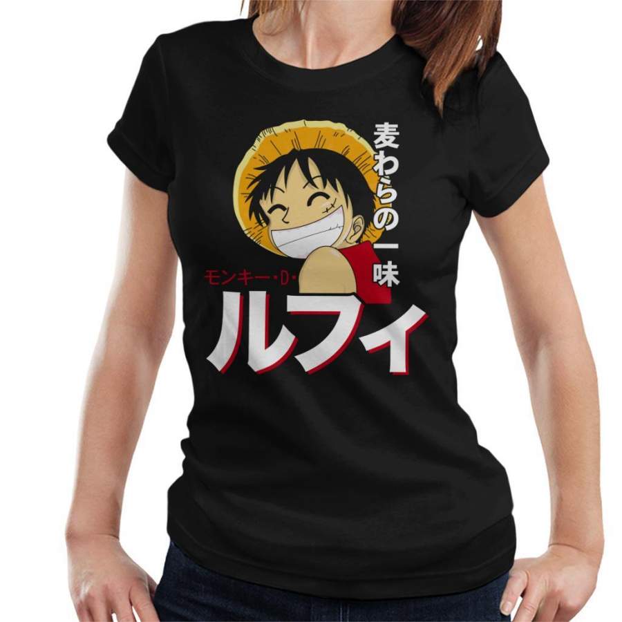 One Piece Monkey D. Luffy Japanese Text Women’s T-Shirt