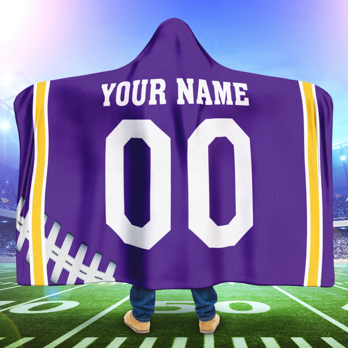 Custom Name Number Gift For Fan 3D Full Printing Hooded Blanket Minnesota Vikings 7258