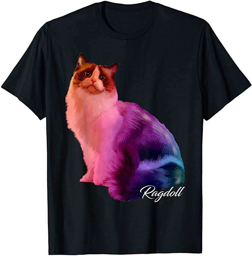 Colorful Ragdoll Cat Funny Kitties Kitten Lover Owner Gift T-Shirt