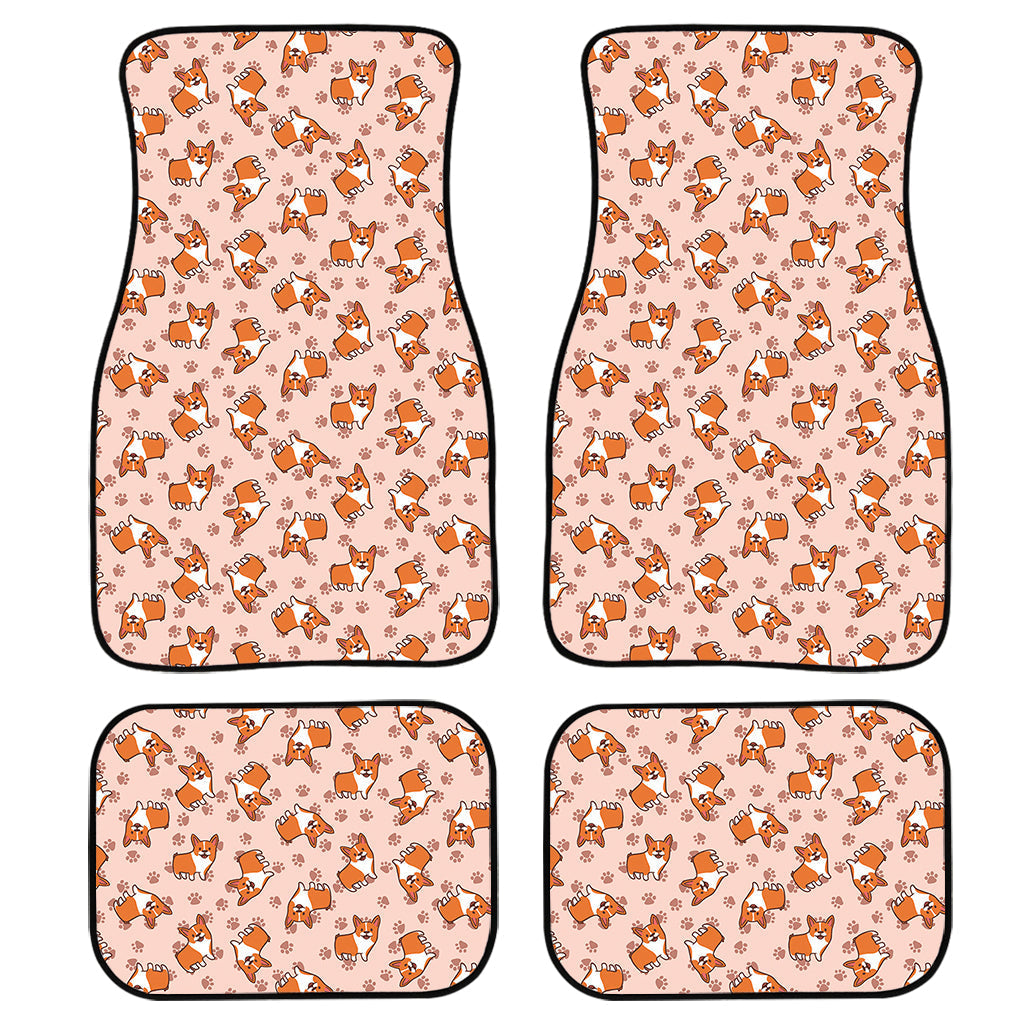 Pembroke Welsh Corgi Pattern Print Front And Back Car Floor Mats, Front Car Mat