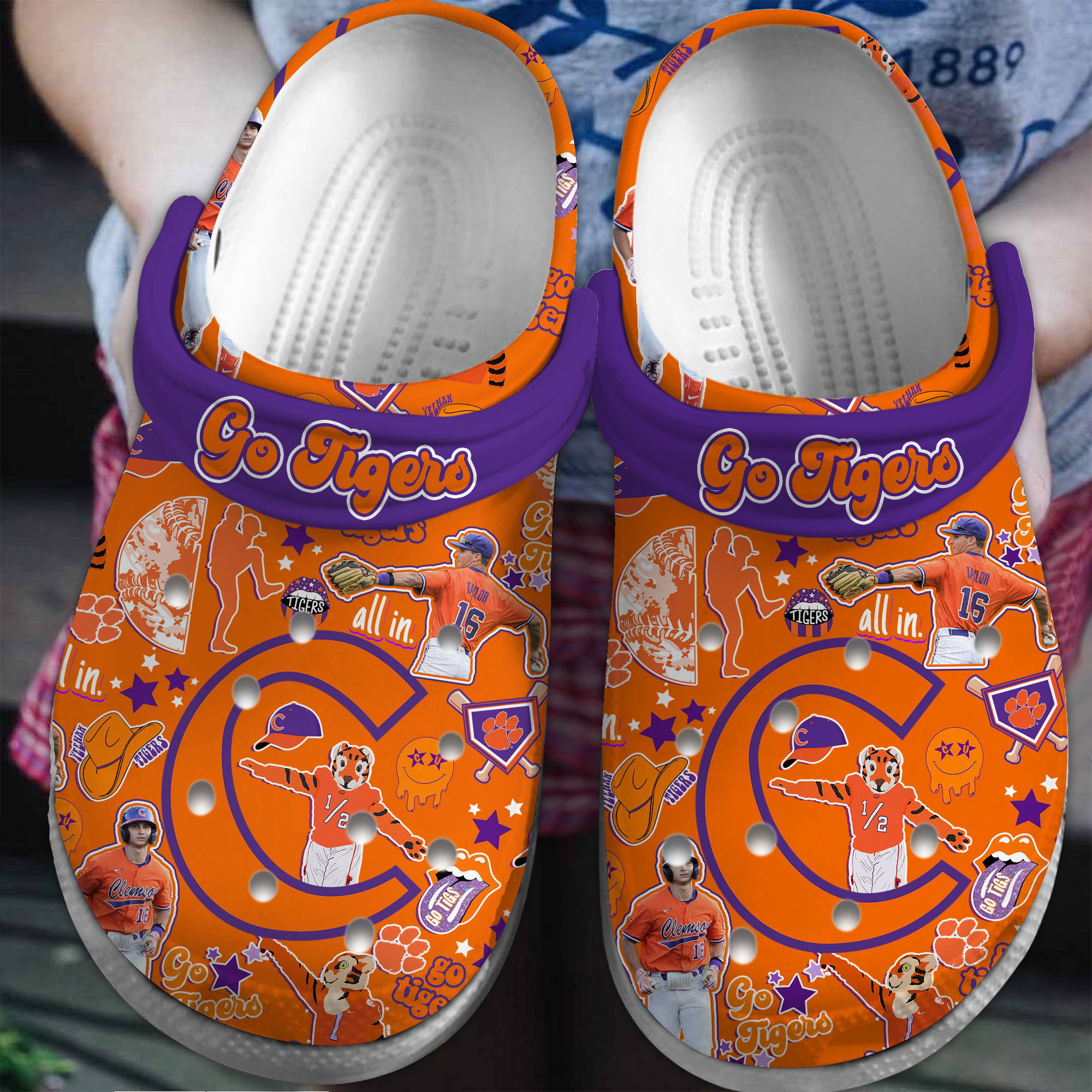 Clemson Tigers NCAA Sport Crocs Crocband Clogs Shoes Comfortable For Men Women and Kids