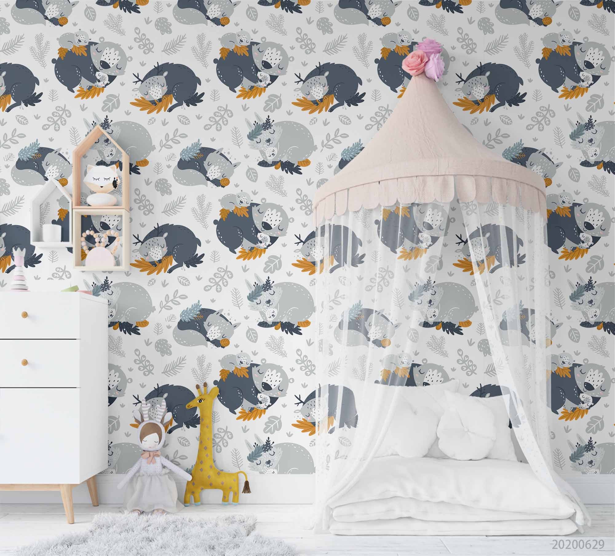 3D Sleeping Animals Wall Mural Wallpaper A002 Lqh