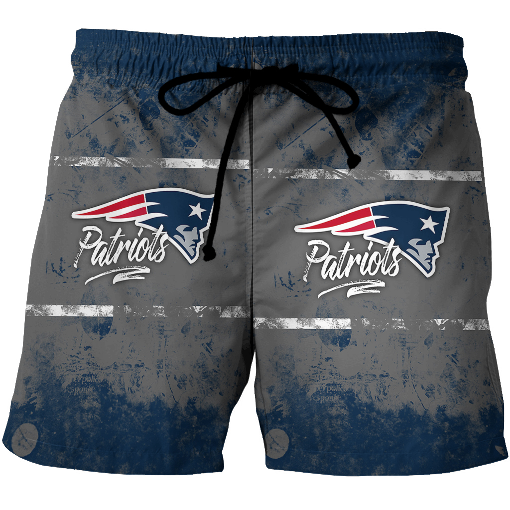 New England Patriots Gray Blue1 3D All Over Print Summer Beach Hawaiian Short