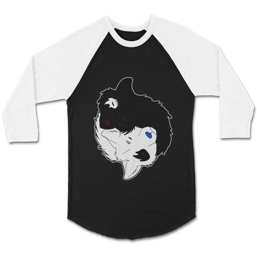 Wolf Quote Native American Spirit Animal Design Two Wolves Black And White Text CPY Unisex 3/4 Sleeve Baseball Tee T-Shirt