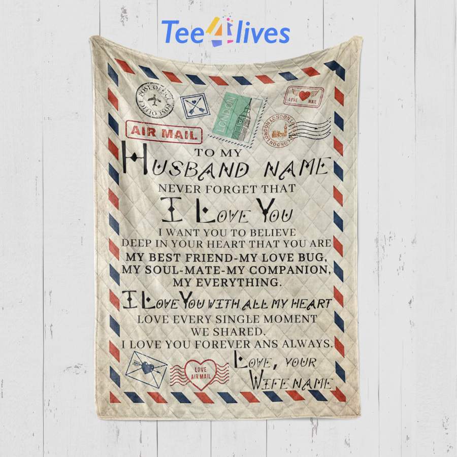 Custom Blanket Personalized Name To My Husband Blanket – Gift for Husband – Quilt Blanket