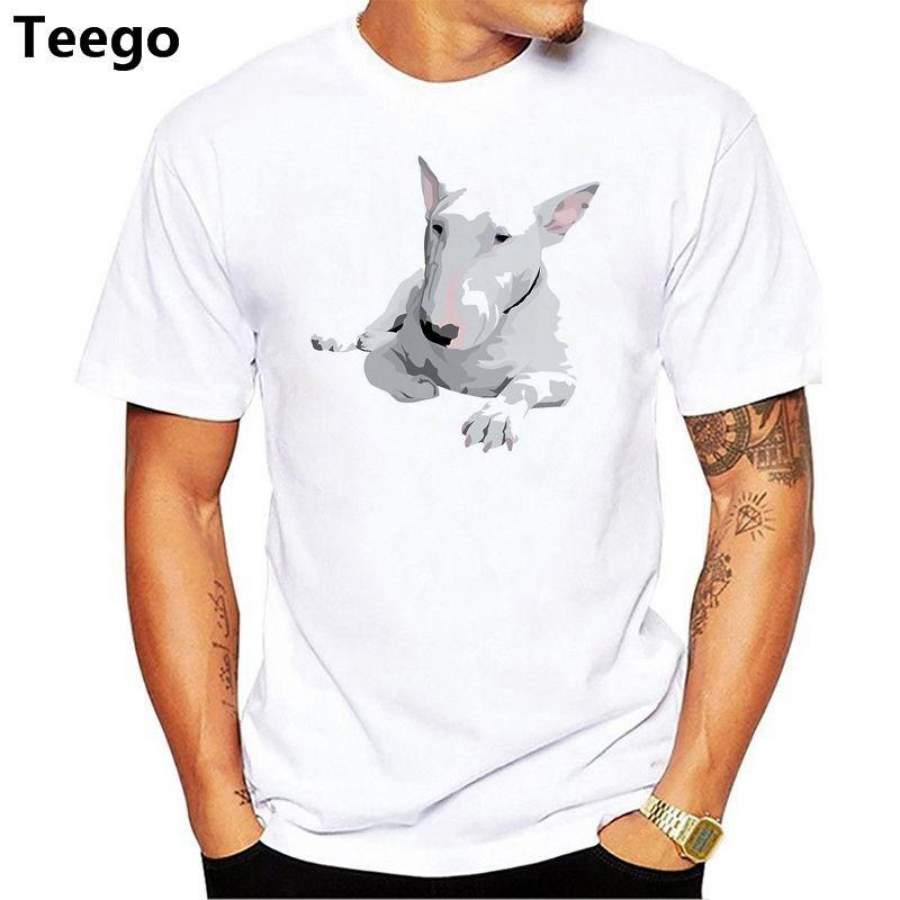 Summer Novelty Bull Terrier Dog Design T-Shirt Men Hip Hop Short Sleeve O-Neck Cotton Tshirts Cool Tees