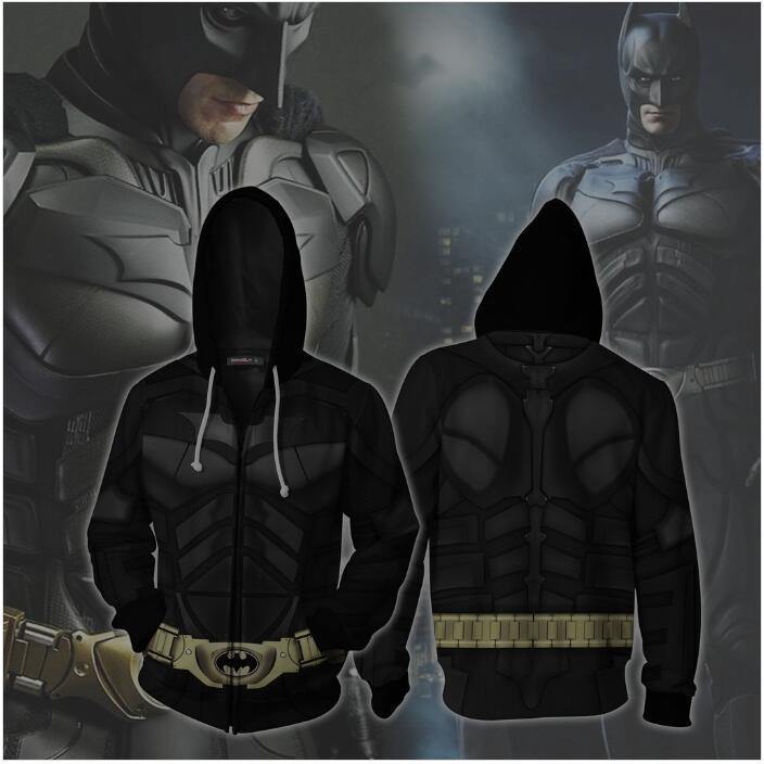 3D Print Dark Knight Movie Batman Sweatshirts Zipper Hoodies