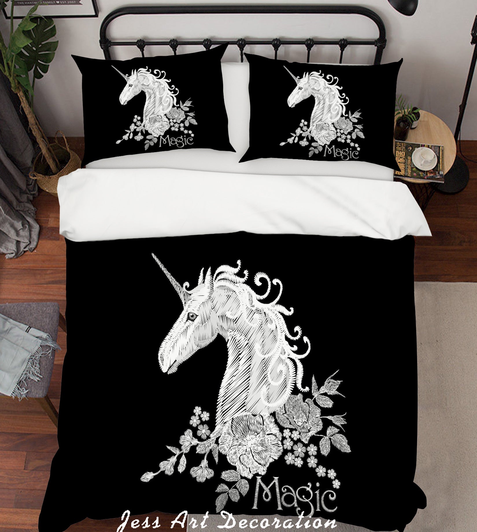 3D Black Unicorn Quilt Cover Set Bedding Set Pillowcases 13